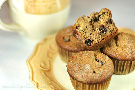 Chocolate Banana Muffins Inside