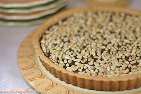 Chocolate Ricotta Tart with Pine Nuts