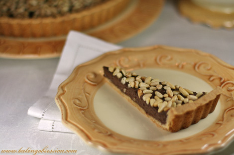 Chocolate Ricotta Tart with Pine Nuts (Slice)