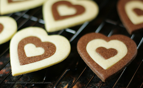 Chocolate and Vanilla Heart-Shaped Sugar Cookies