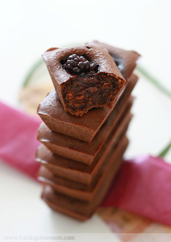 Chocolate Juniper Financiers with Blackberries