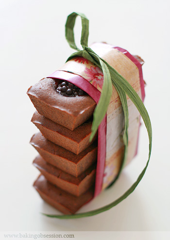 Chocolate Juniper Financiers with Blackberries