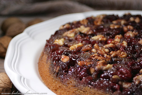 Cranberry Walnut Upside-Down Cake